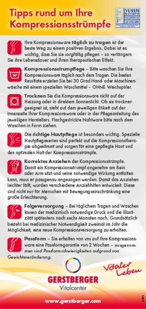 Bild eines Flyers über Tipps rund um Ihre Kompressionsstrümpfe